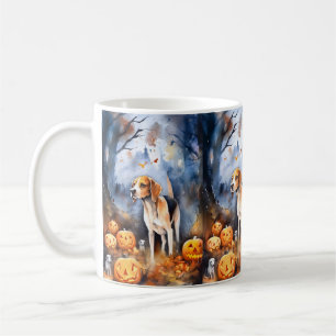 Halloween American English Foxhound With Pumpkins Coffee Mug