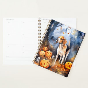 Halloween American English Foxhound With Pumpkins Planner