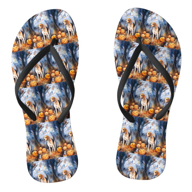 Halloween American English Foxhound With Pumpkins Thongs (Footbed)