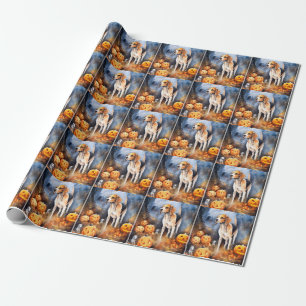 Halloween American English Foxhound With Pumpkins Wrapping Paper