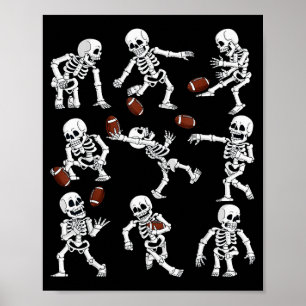 Halloween American Football Skeletons Funny Men Bo Poster