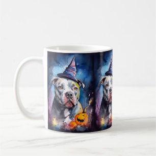 Halloween American Staffordshire With Pumpkins Coffee Mug