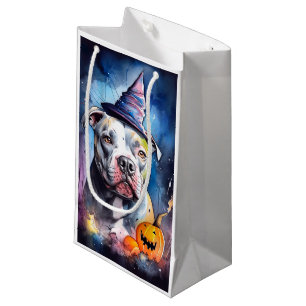 Halloween American Staffordshire With Pumpkins Small Gift Bag