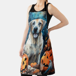 Halloween Anatolian Shepherd With Pumpkins Scary Apron