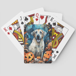 Halloween Anatolian Shepherd With Pumpkins Scary Playing Cards