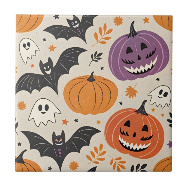 Halloween and autumn pattern   ceramic tile (Front)