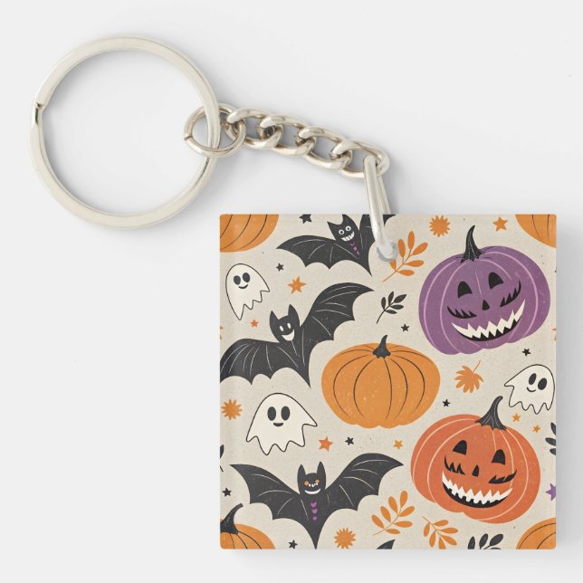 Halloween and autumn pattern   key ring (Front)