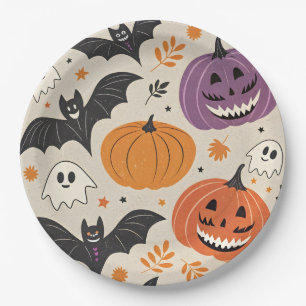 Halloween and autumn pattern paper plate