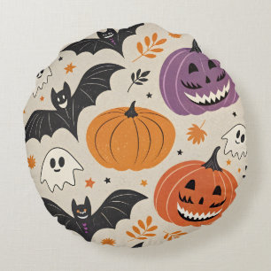 Halloween and autumn pattern round cushion
