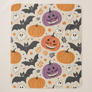 Halloween and autumn pattern sherpa blanket