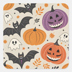 Halloween and autumn pattern square sticker