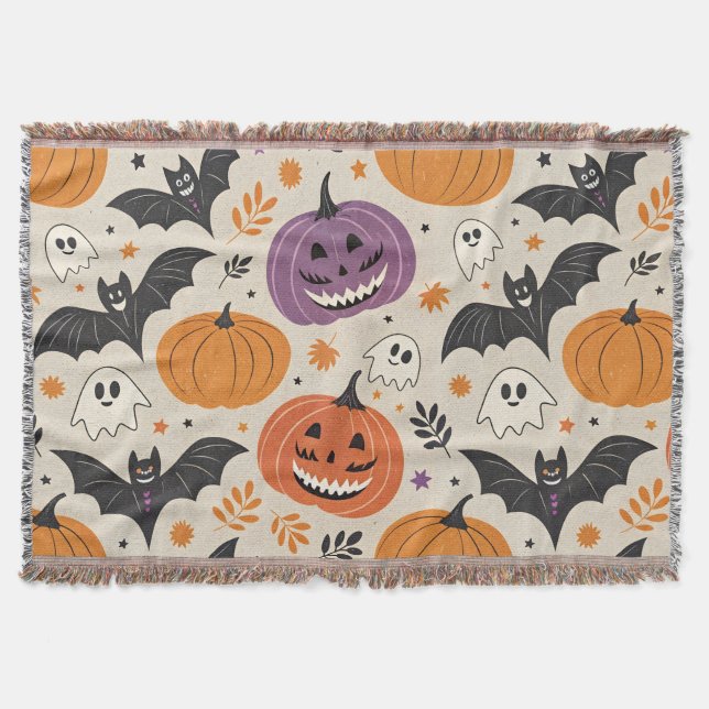 Halloween and autumn pattern   throw blanket (Front)