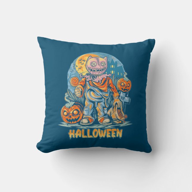 Halloween And Cat Cushion (Front)