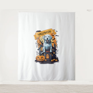 HALLOWEEN AND DOG TAPESTRY