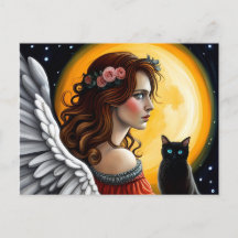 Halloween Angel and black cat