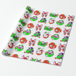 halloween animal zombies creepy wrapping paper
