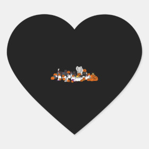 Halloween Animals And Horror Pumpkins Heart Sticker