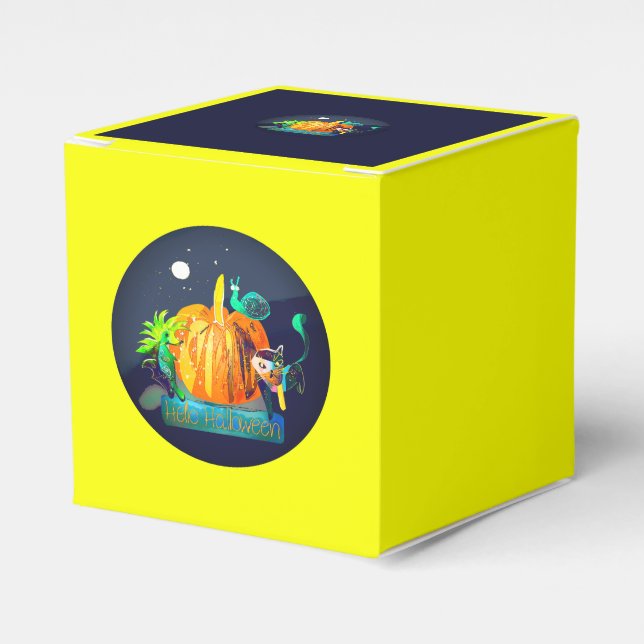 Halloween Animals & Pumpkin Trick or Treat  Favour Box (Front Side)