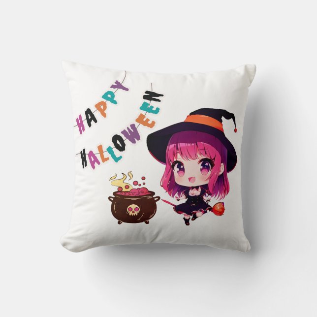Halloween/anime/witch/cauldron  cushion (Front)
