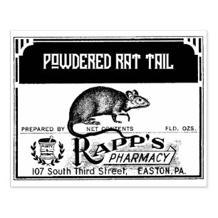 Halloween Apothecary Label - Rat Tail -  Rubber Stamp