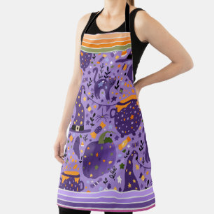 Halloween Apron with Pattern and stripes