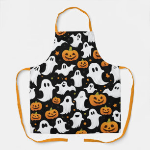 Halloween Aprons, Pumpkin and White Ghost Design  Apron