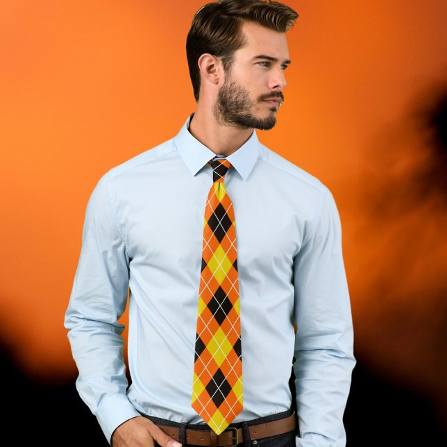 Halloween Argyle Pattern Tie – Classic Spooky Colo (Creator Uploaded)
