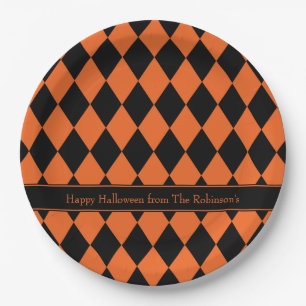 Halloween Argyle ~ Personalised Paper Plate