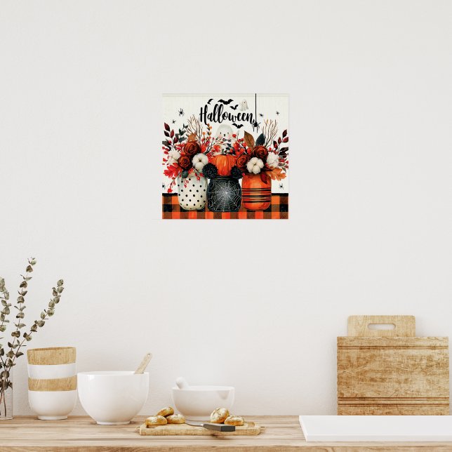 Halloween Arrangement with Pumpkins Poster (Kitchen)