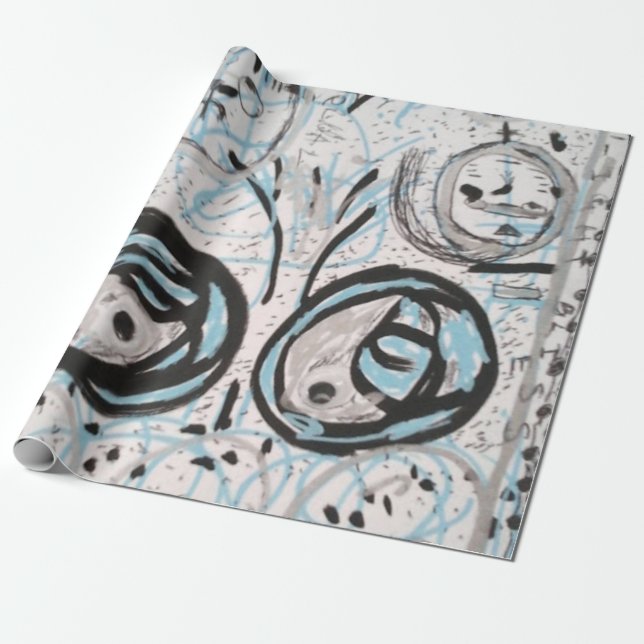 Halloween Art Collection Wrapping Paper (Unrolled)