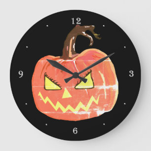 Halloween Art Scary Pumpkin  Wall Clock