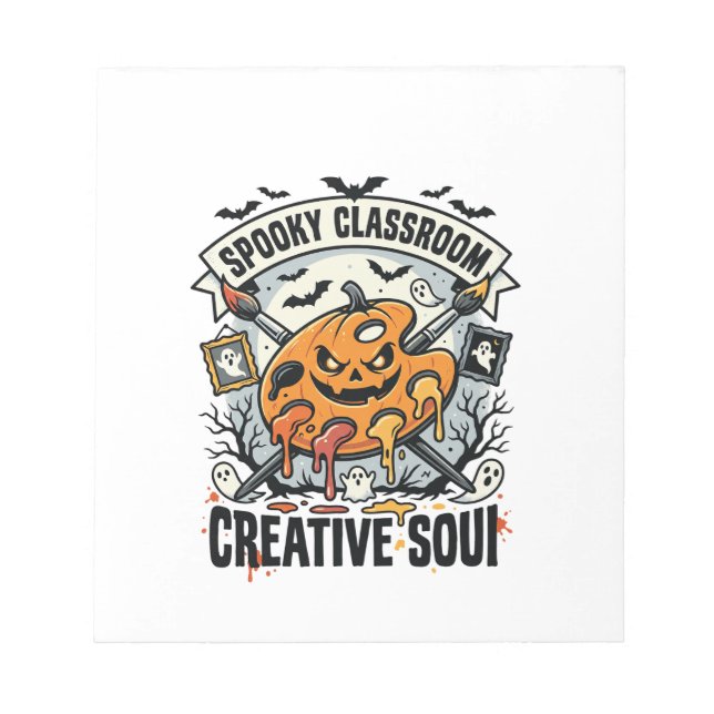 Halloween Art Teacher Spooky Classroom Notepad (Front)