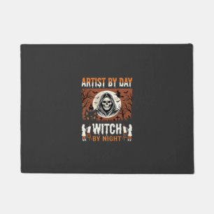 Halloween Artist by Day Witch by Night Design Doormat