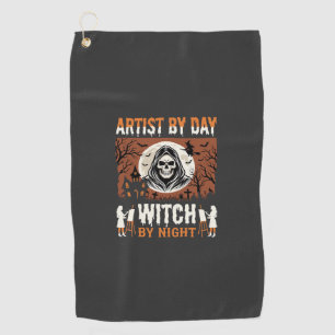 Halloween Artist by Day Witch by Night Design Golf Towel