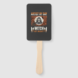 Halloween Artist by Day Witch by Night Design Hand Fan