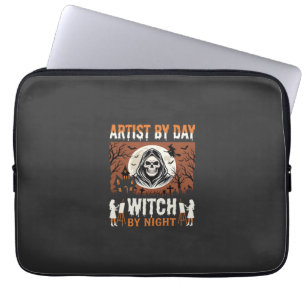 Halloween Artist by Day Witch by Night Design Laptop Sleeve