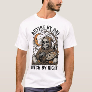 Halloween Artist Witch Vintage Engraving Art Tee_1 T-Shirt