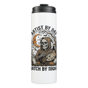 Halloween Artist Witch Vintage Engraving Art Tee_1 Thermal Tumbler