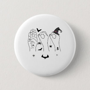 Halloween Asl Hand Sign Language Deaf Pride Boo Cr 6 Cm Round Badge