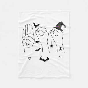 Halloween Asl Hand Sign Language Deaf Pride Boo Cr Fleece Blanket