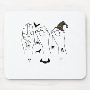 Halloween Asl Hand Sign Language Deaf Pride Boo Cr Mouse Pad