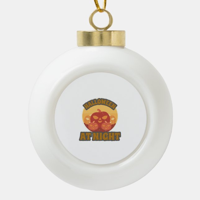 Halloween At Night Ceramic Ball Christmas Ornament (Front)