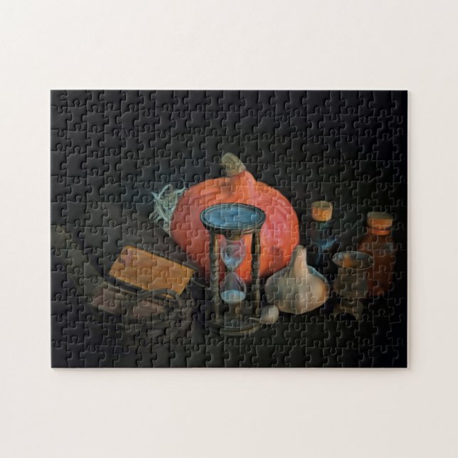 Halloween attributes prepared on a table jigsaw puzzle (Horizontal)