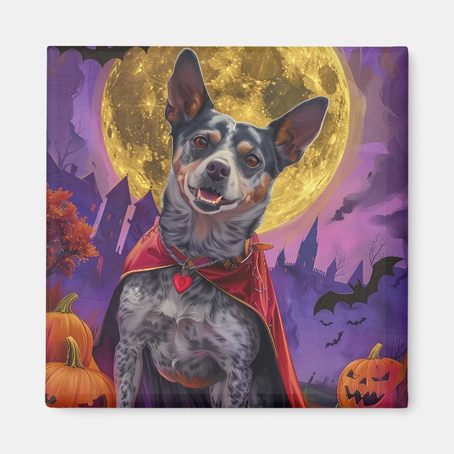 Halloween Australian Cattle Dog Pumpkins Scary Magnet (Front)