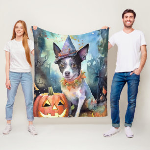 Halloween Australian Cattle With Pumpkins Scary Fleece Blanket