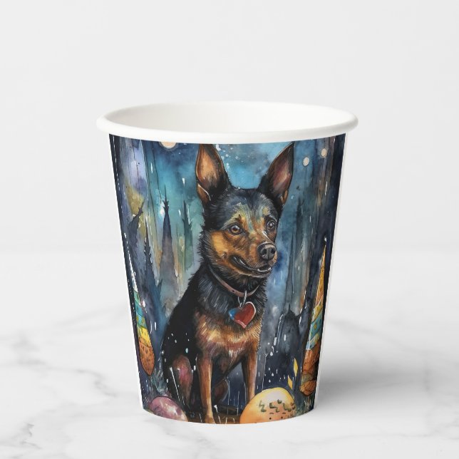 Halloween Australian Kelpie With Pumpkins Scary Paper Cups (Front)