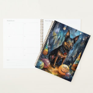 Halloween Australian Kelpie With Pumpkins Scary Planner