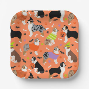 Halloween Australian Shepherd Paper Plate