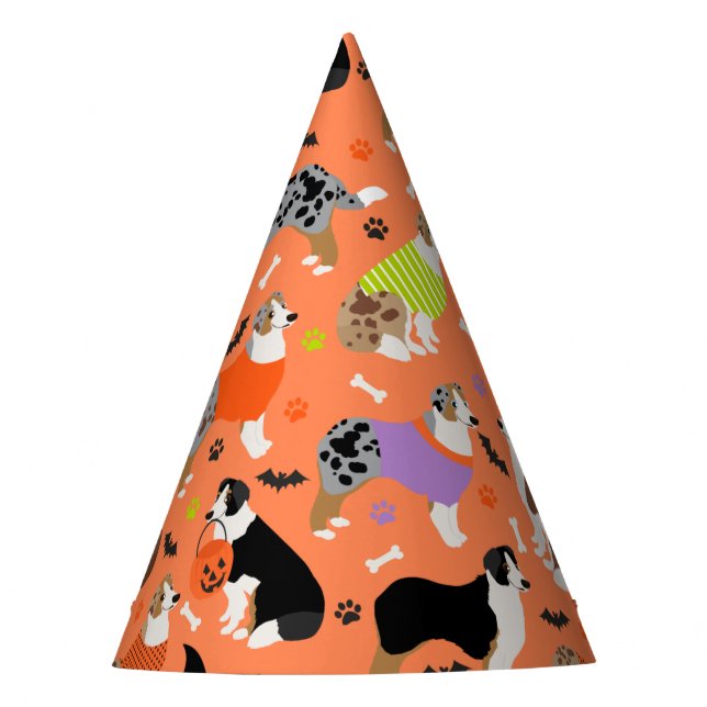 Halloween Australian Shepherd Party Hat (Front)