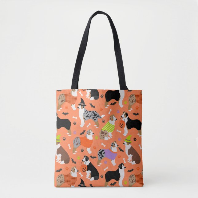 Halloween Australian Shepherd Tote Bag (Front)